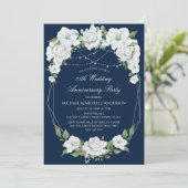 White Blue Floral Waterverf 25th Jubileum Kaart (Staand voorkant)