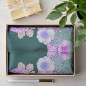 WHITE BLUE FLOWERS Peony, Rozen Japanse Floral Tissuepapier (Geschenk)