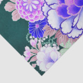 WHITE BLUE FLOWERS Peony, Rozen Japanse Floral Tissuepapier (Detail)