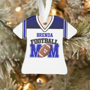 White/Blue Football Mam Jersey Ornament