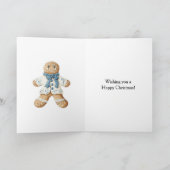 White Blue Gingerbread Man Cookie Christmas  Kaart (Binnen)