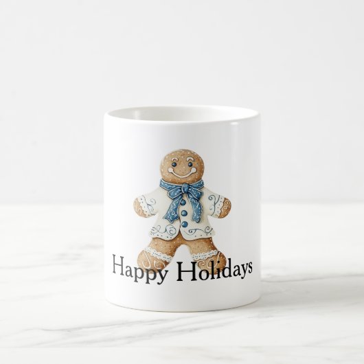 White Blue Gingerbread Man Cookie Christmas  Koffiemok (Center)