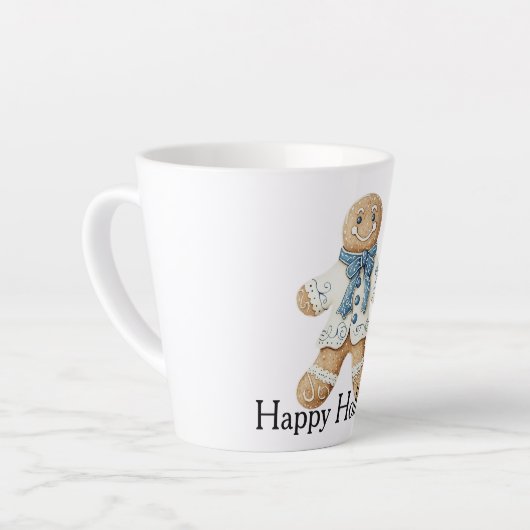 White Blue Gingerbread Man Cookie Christmas  Latte Mok (Linkerhoek)