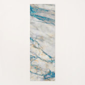 White & Blue Glitter Faux Marble Yogamat (Voorkant)
