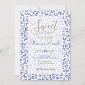 White Blue Glitter Leopard Animal Print (Voorkant)