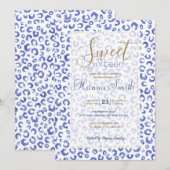 White Blue Glitter Leopard Animal Print (Voorkant / Achterkant)