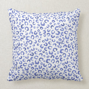 White Blue Glitter Leopard Animal Print Kussen