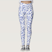 White Blue Glitter Leopard Animal Print Leggings (Voorkant)