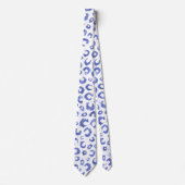 White Blue Glitter Leopard Animal Print Stropdas (Voorkant)