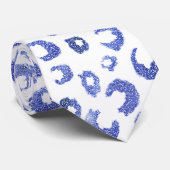 White Blue Glitter Leopard Animal Print Stropdas (Opgerold)