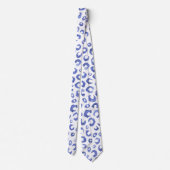 White Blue Glitter Leopard Animal Print Stropdas (Achterkant)