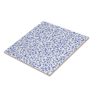 White Blue Glitter Leopard Animal Print Tegeltje