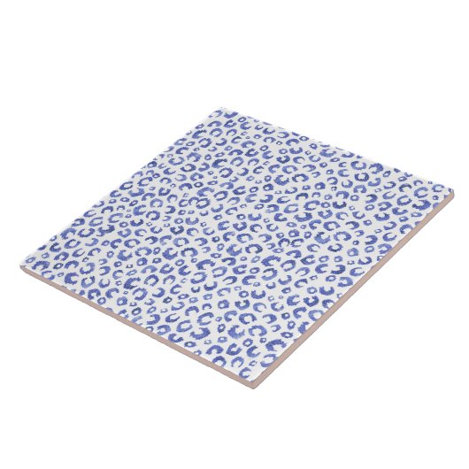 White Blue Glitter Leopard Animal Print Tegeltje (Zijkant)