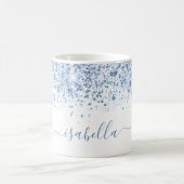 White blue glitter name script koffiemok (Center)