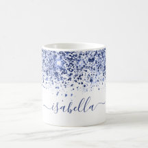 White blue glitter name script
