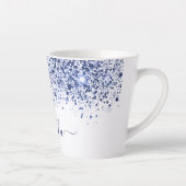 White blue glitter-stofnaamscript latte mok (Rechts)