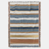White blue gold and copper horizontal stripes deken (Voorkant Verticaal)