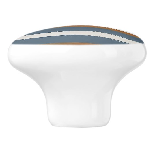 White blue gold and copper horizontal stripes keramische knop (Zijkant)