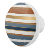 White blue gold and copper horizontal stripes keramische knop (Rechts)