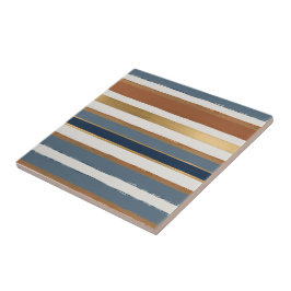 White blue gold and copper horizontal stripes tegeltje