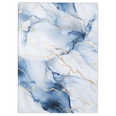 White Blue Gold Marble Monogram Initial Clipboard Klembord (Achterkant)