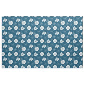 White & Blue Graphic Floral Pattern Stof (Yard (91,4 cm))
