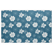 White & Blue Graphic Floral Pattern Stof (Fat Quarter)