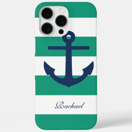 White Blue & Green Anchors Aweigh Case-Mate iPhone Case (Achterkant)