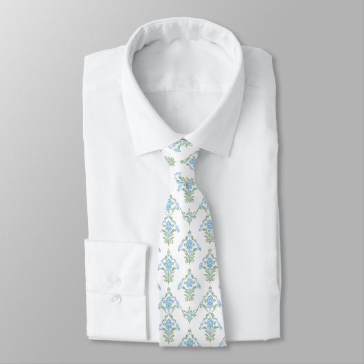 White blue green pattern neck tie stropdas (Gebonden)