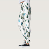 White & Blue-green Royal-Peacocks Fantasy Leggings (Links)
