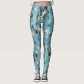 White & Blue-green Royal-Peacocks Fantasy Leggings (Voorkant)