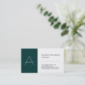 White Blue Green Stripe Monogram Visitekaartje (Staand voorkant)