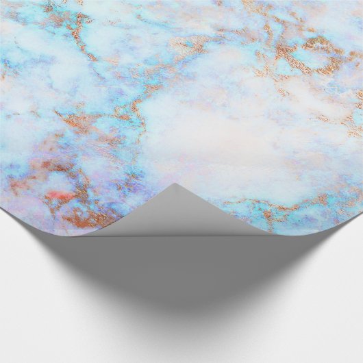 White & Blue-green Tint Faux Marble Cadeaupapier (Hoek)