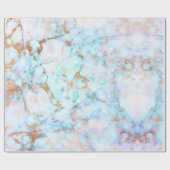 White & Blue-green Tint Faux Marble Cadeaupapier (Vlak)