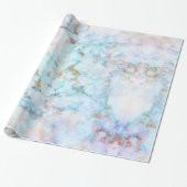 White & Blue-green Tint Faux Marble Cadeaupapier (Uitgerold)