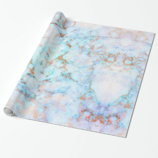 White & Blue-green Tint Faux Marble Cadeaupapier