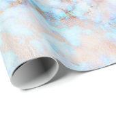 White & Blue-green Tint Faux Marble Cadeaupapier (Rol Hoek)