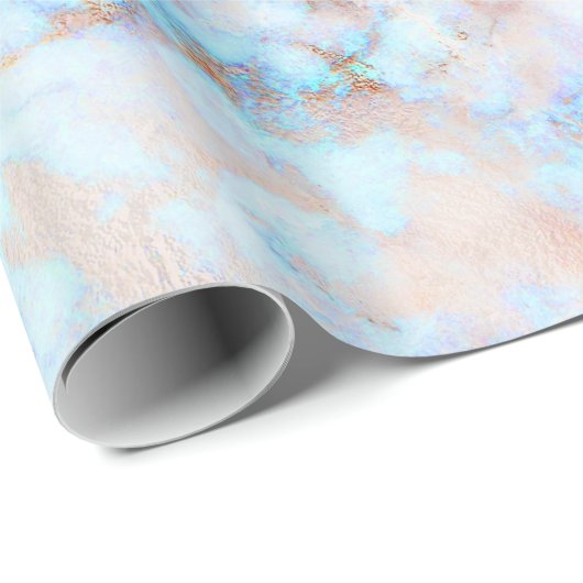 White & Blue-green Tint Faux Marble Cadeaupapier (Rol Hoek)