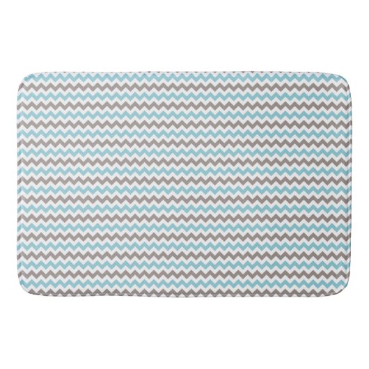 White, Blue, Grey Chevron Large Bath Mat (Voorkant)