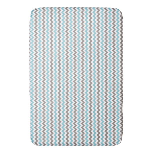 White, Blue, Grey Chevron Large Bath Mat (Voorkant Verticaal)