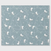 White & Blue-Grey Ice-schaatsen Pattern Cadeaupapier (Vlak)