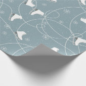 White & Blue-Grey Ice-schaatsen Pattern Cadeaupapier (Hoek)