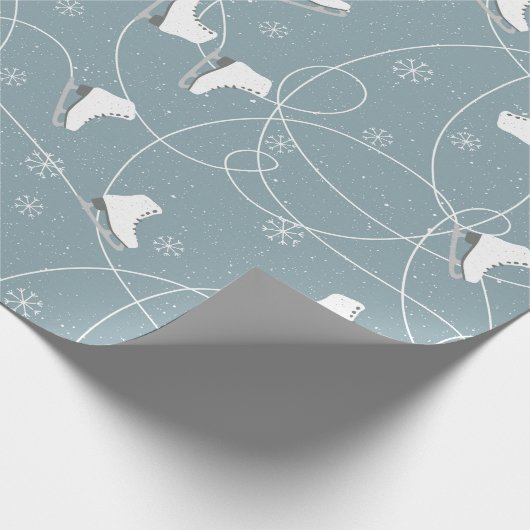 White & Blue-Grey Ice-schaatsen Pattern Cadeaupapier (Hoek)