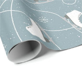 White & Blue-Grey Ice-schaatsen Pattern Cadeaupapier (Rol Hoek)