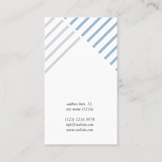 White blue grey stripes minimal modern simple card visitekaartje (Achterkant)