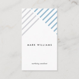 White blue grey stripes minimal modern simple card visitekaartje