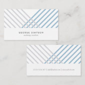 White blue grey stripes modern minimal simple card visitekaartje (Voorkant / Achterkant)