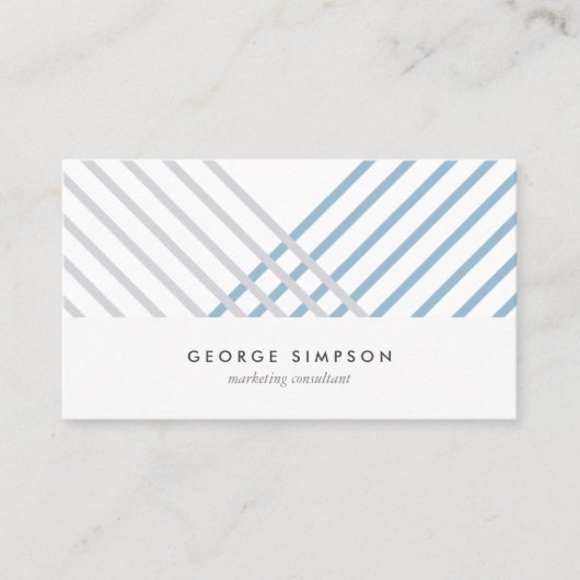 White blue grey stripes modern minimal simple card visitekaartje (Voorkant)