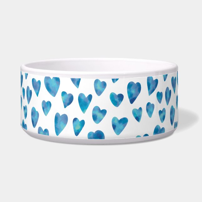 White & Blue Heart Pet Bowl Voerbakje (Voorkant)