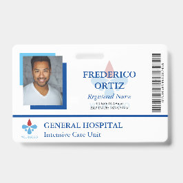 White Blue Hospital Employee ID Your Logo Badge